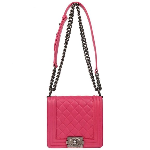 Boy Chanel Pink Lambskin Chain Shoulder Bag 195827 - Picture 1 of 10